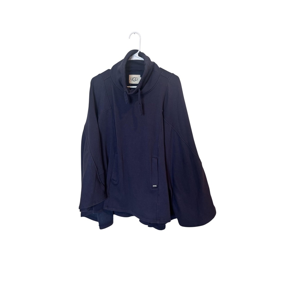 UGG Poncho Jacket Womens XS/S Navy Blue Fleece Lined Cowl Neck Pockets